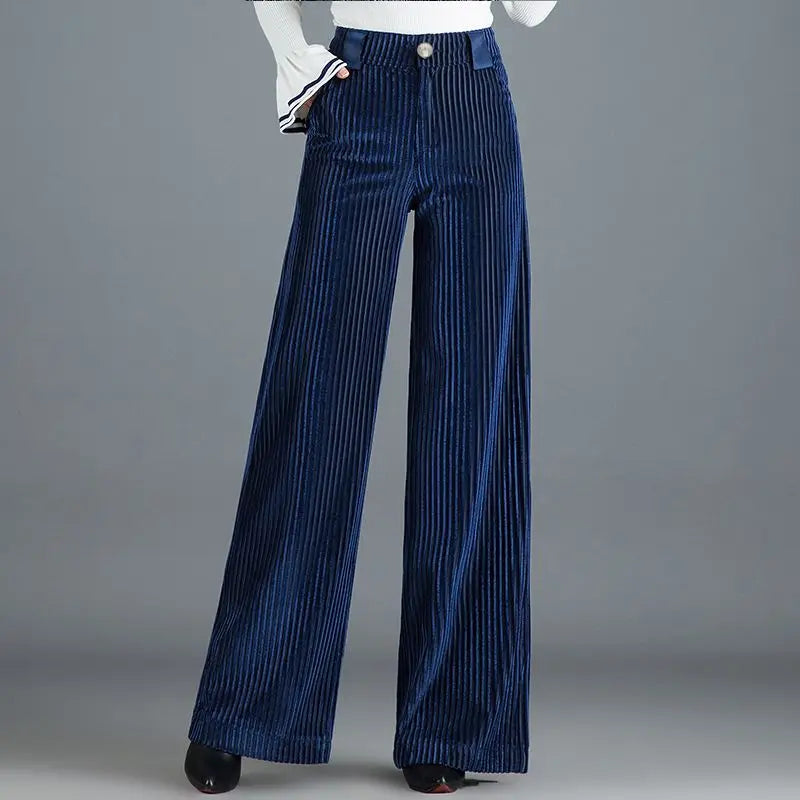Velvet High Waist Wide Leg Pants