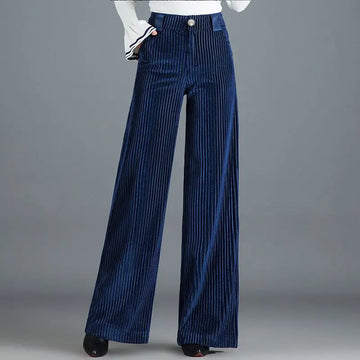 Velvet High Waist Wide Leg Pants
