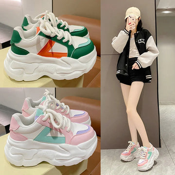 Hidden Heel Leather Platform Sneakers
