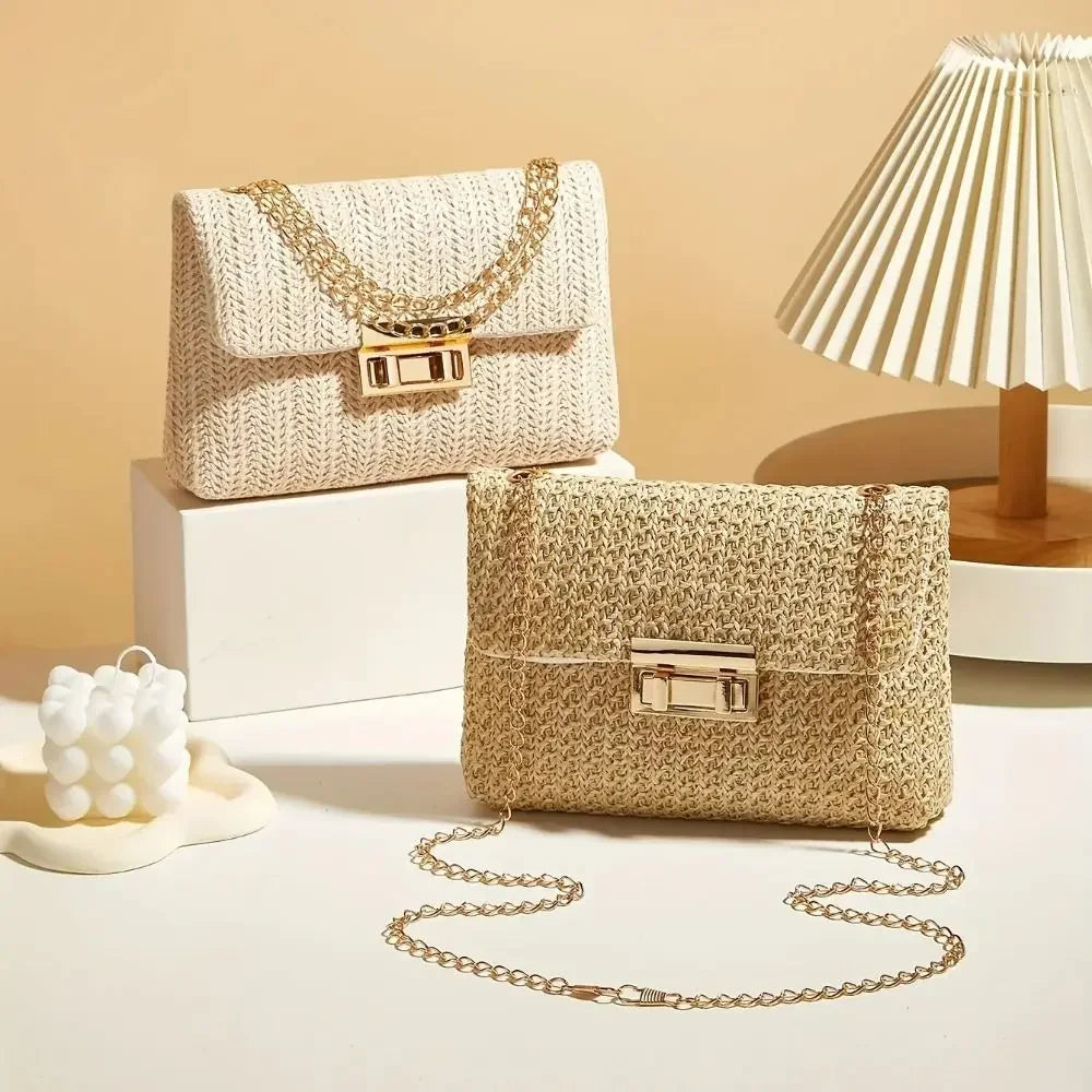 Handmade Straw Woven Crossbody Bag