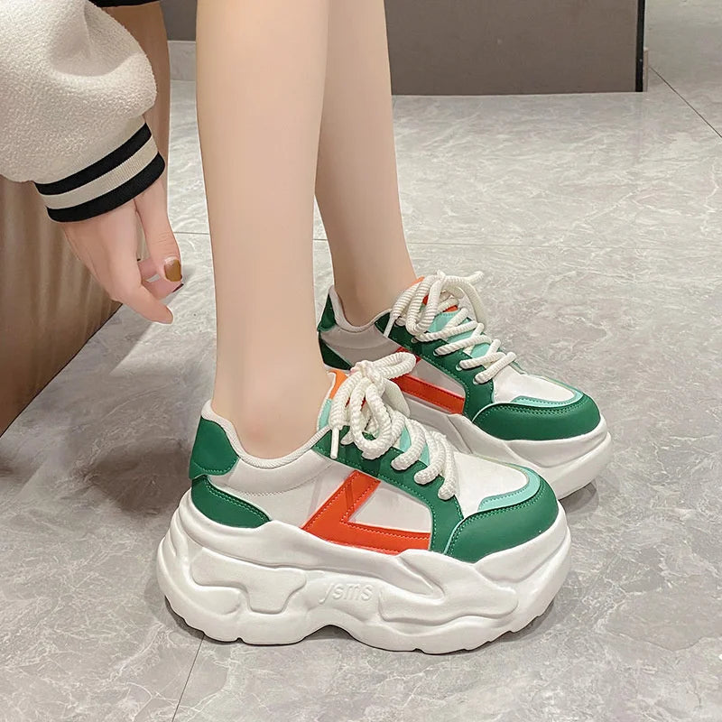 Hidden Heel Leather Platform Sneakers