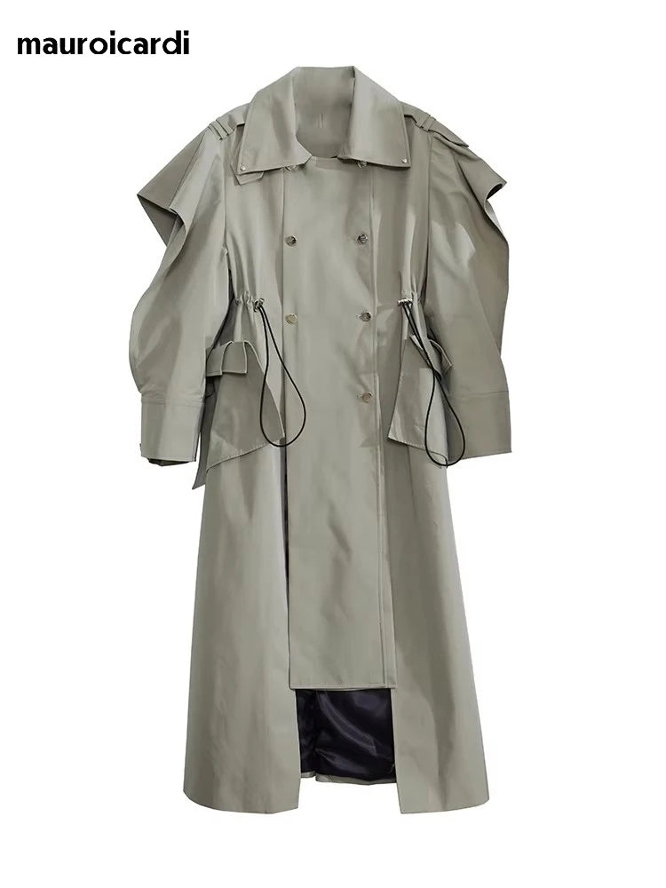 Oversized Ruffled Elegant Trench Coat