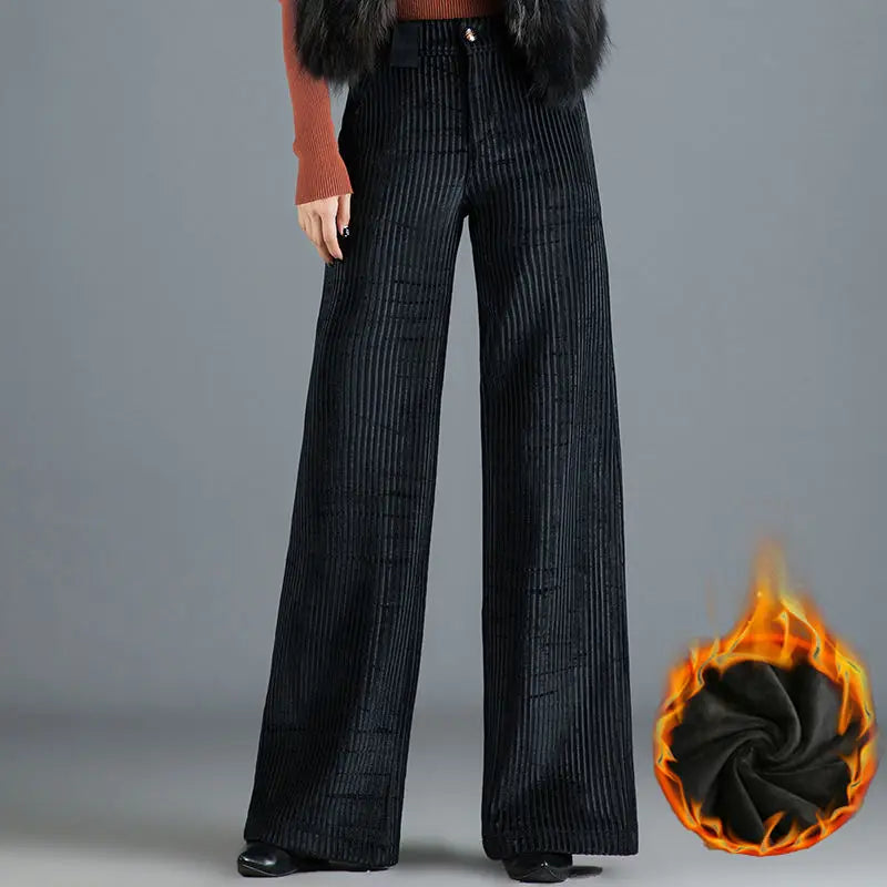 Velvet High Waist Wide Leg Pants