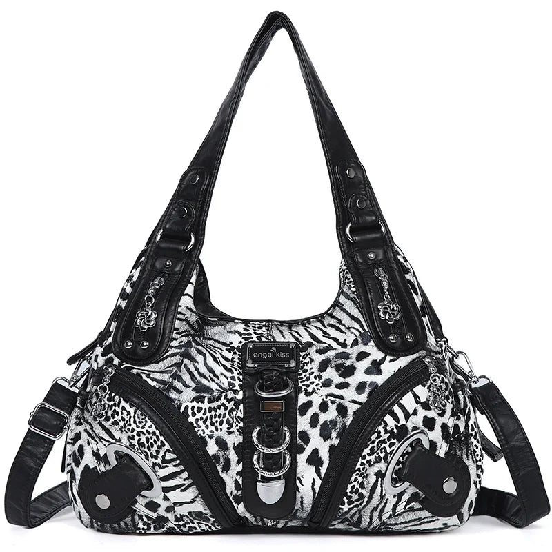 Leopard Print Top Handle Handbag