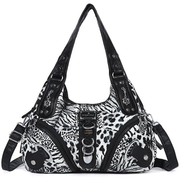 Leopard Print Top Handle Handbag