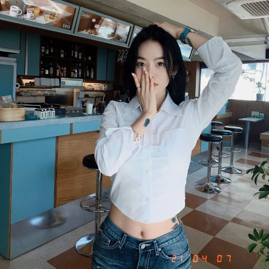 Silk Korean Style Satin Blouse Women