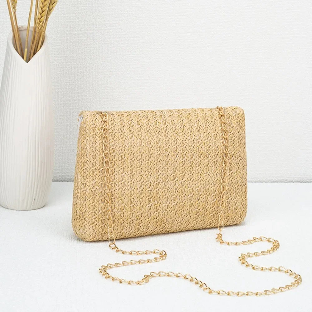 Handmade Straw Woven Crossbody Bag