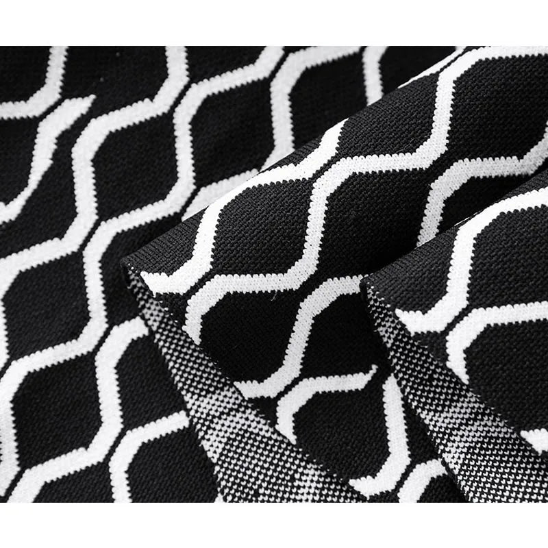 Geometry Knit High-Quality A-Line Dress