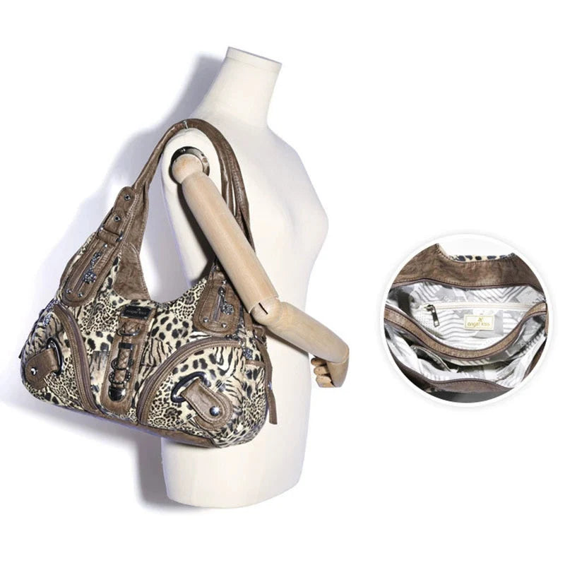 Leopard Print Top Handle Handbag