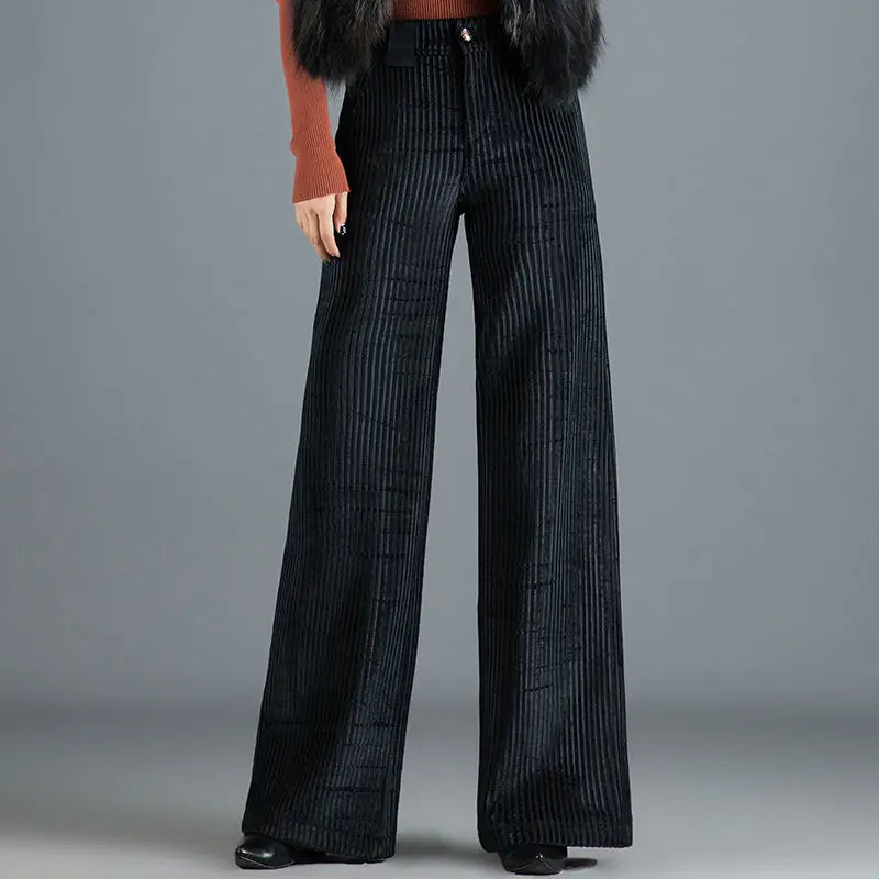 Velvet High Waist Wide Leg Pants