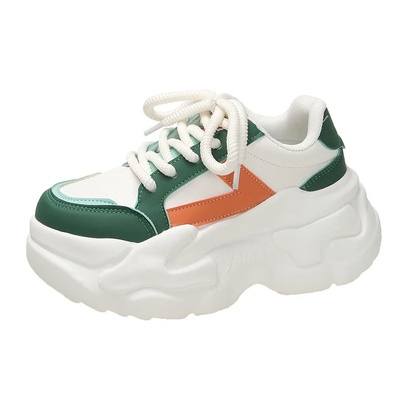 Hidden Heel Leather Platform Sneakers