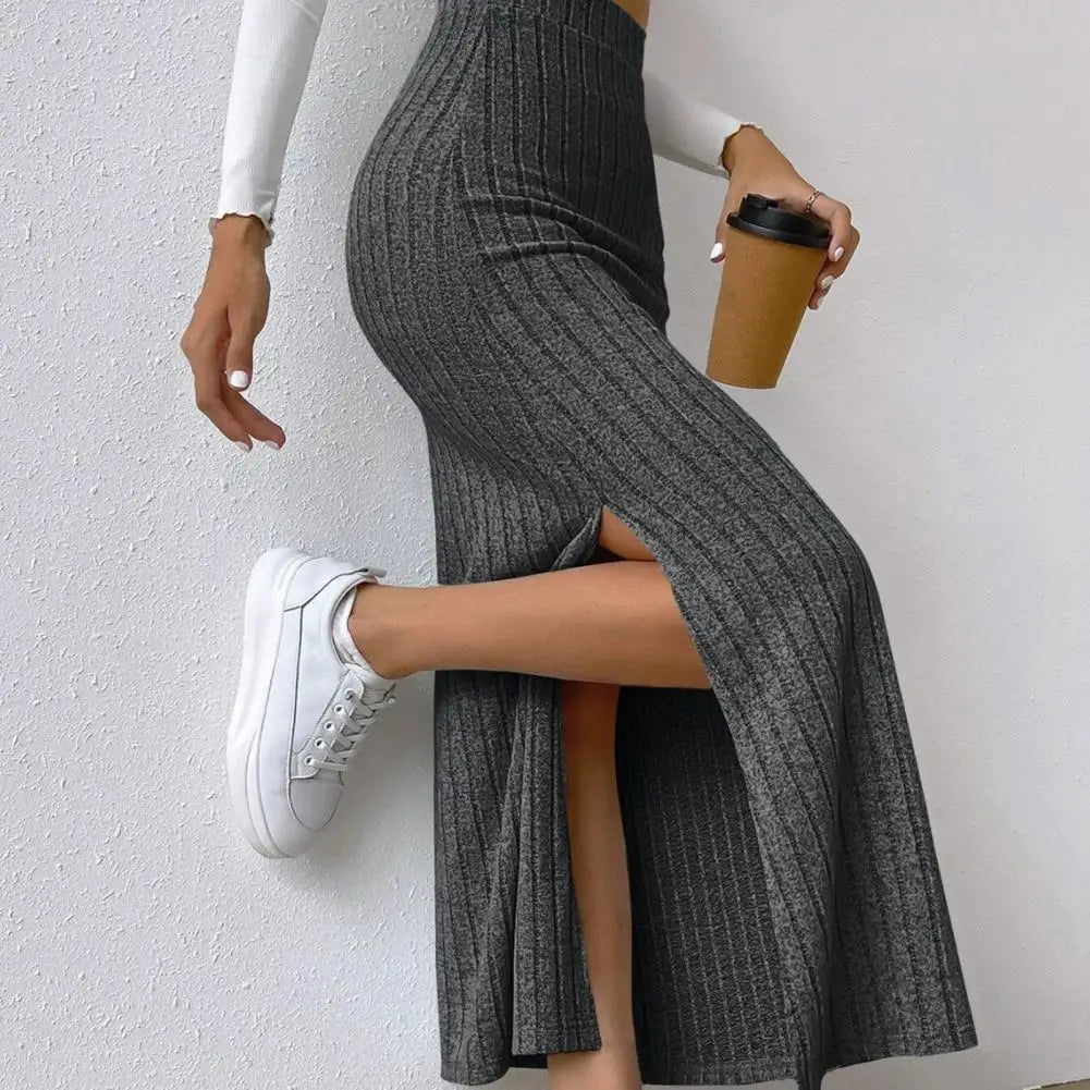 Knitted High Waist Maxi Skirt
