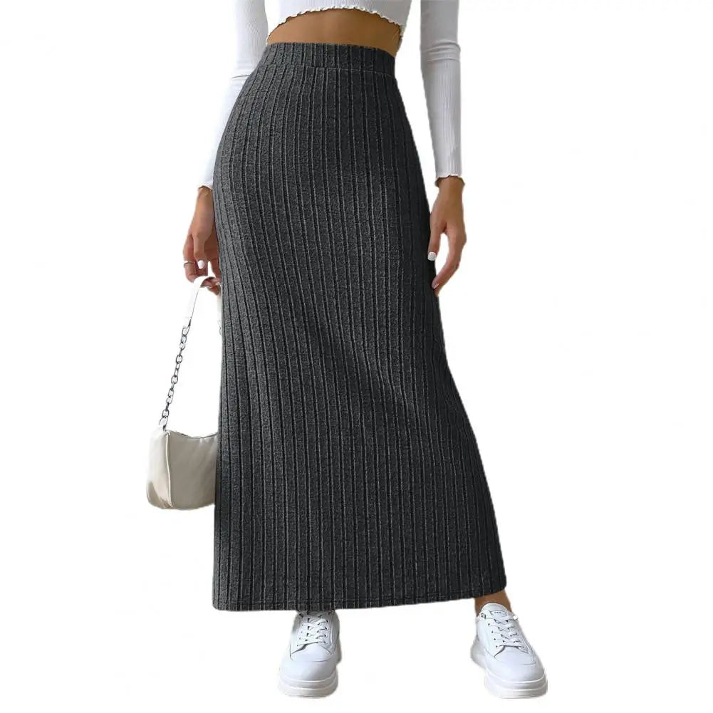 Knitted High Waist Maxi Skirt