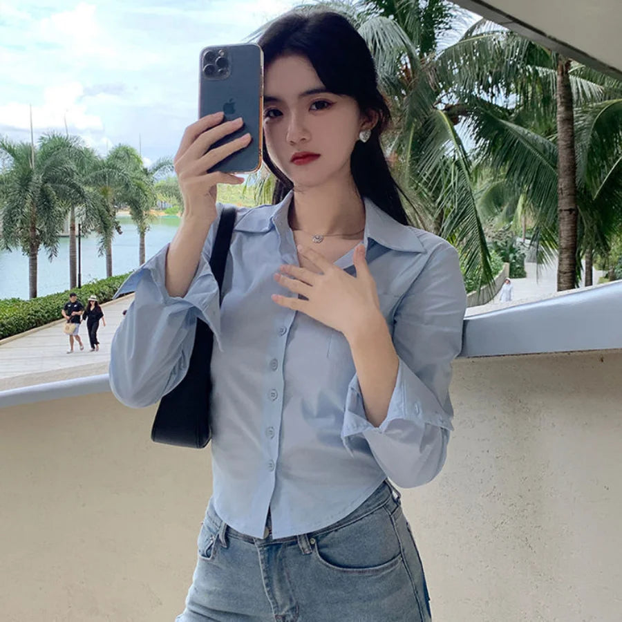 Silk Korean Style Satin Blouse Women