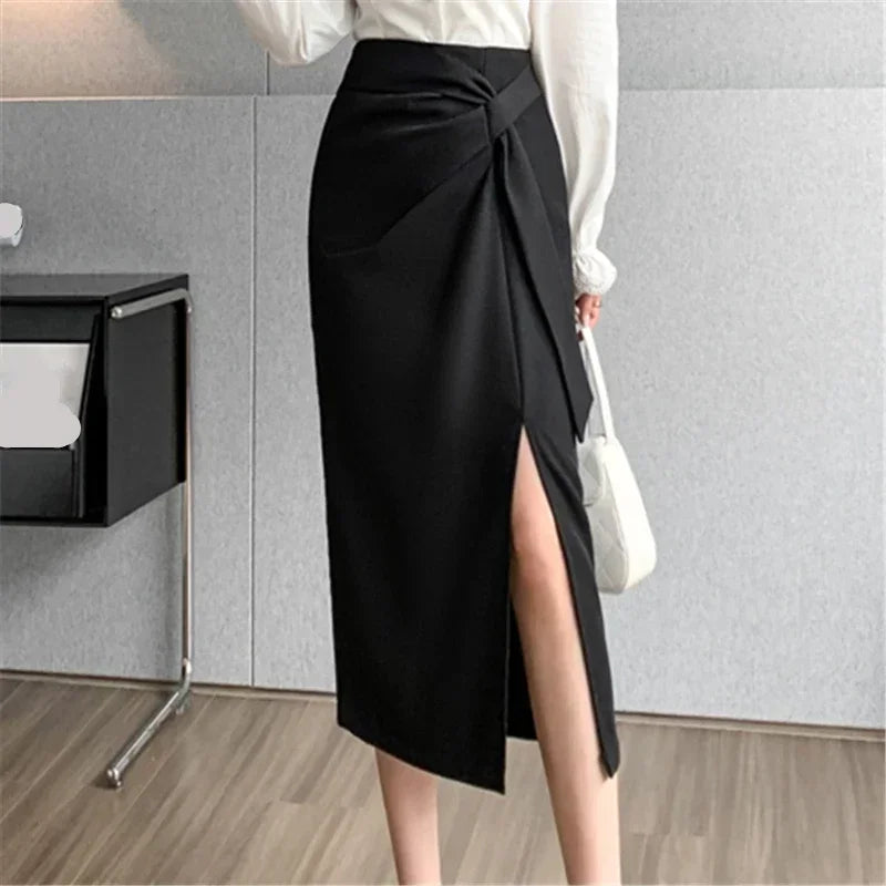 High Waist Mid-Length Pencil Skirt