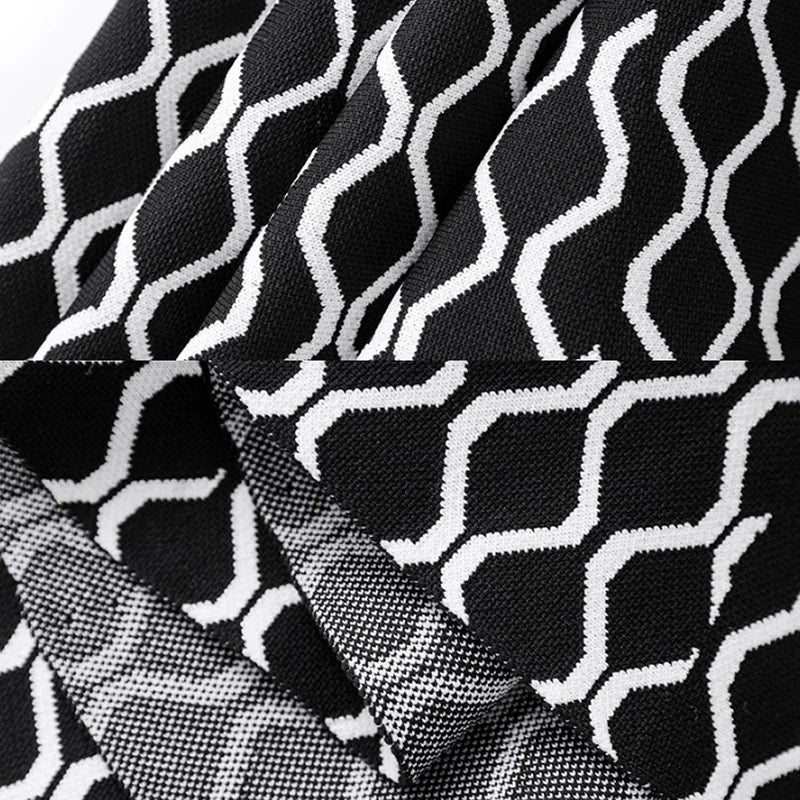 Geometry Knit High-Quality A-Line Dress