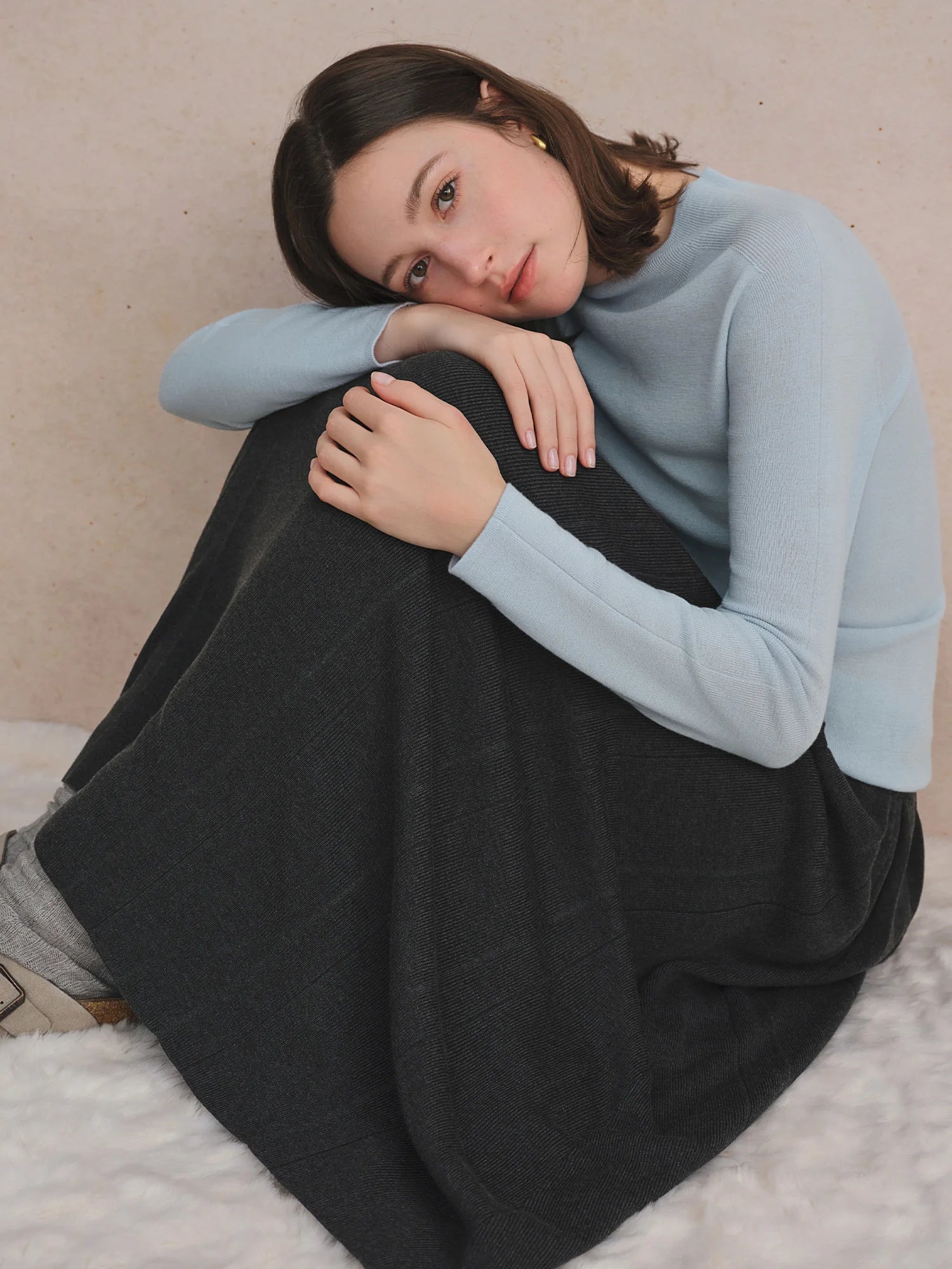 Seamless Half-High Collar Wool Pullover