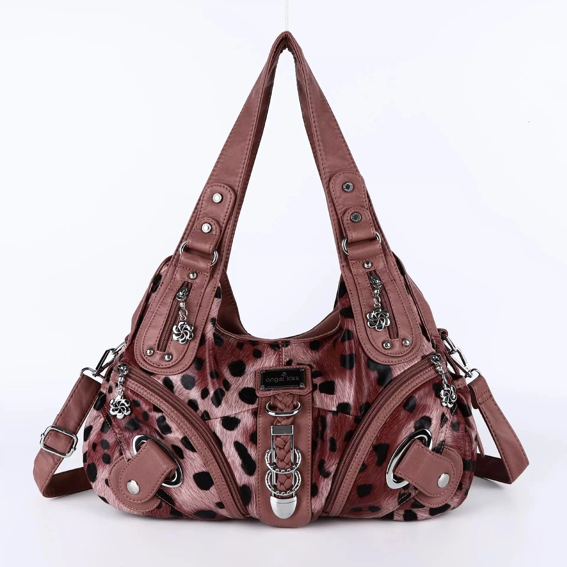 Leopard Print Top Handle Handbag
