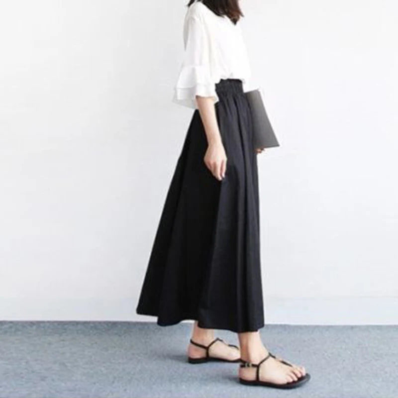 Cotton Maxi High Waist Long Skirt