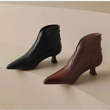 Pointed Toe Zipper Ankle Boots