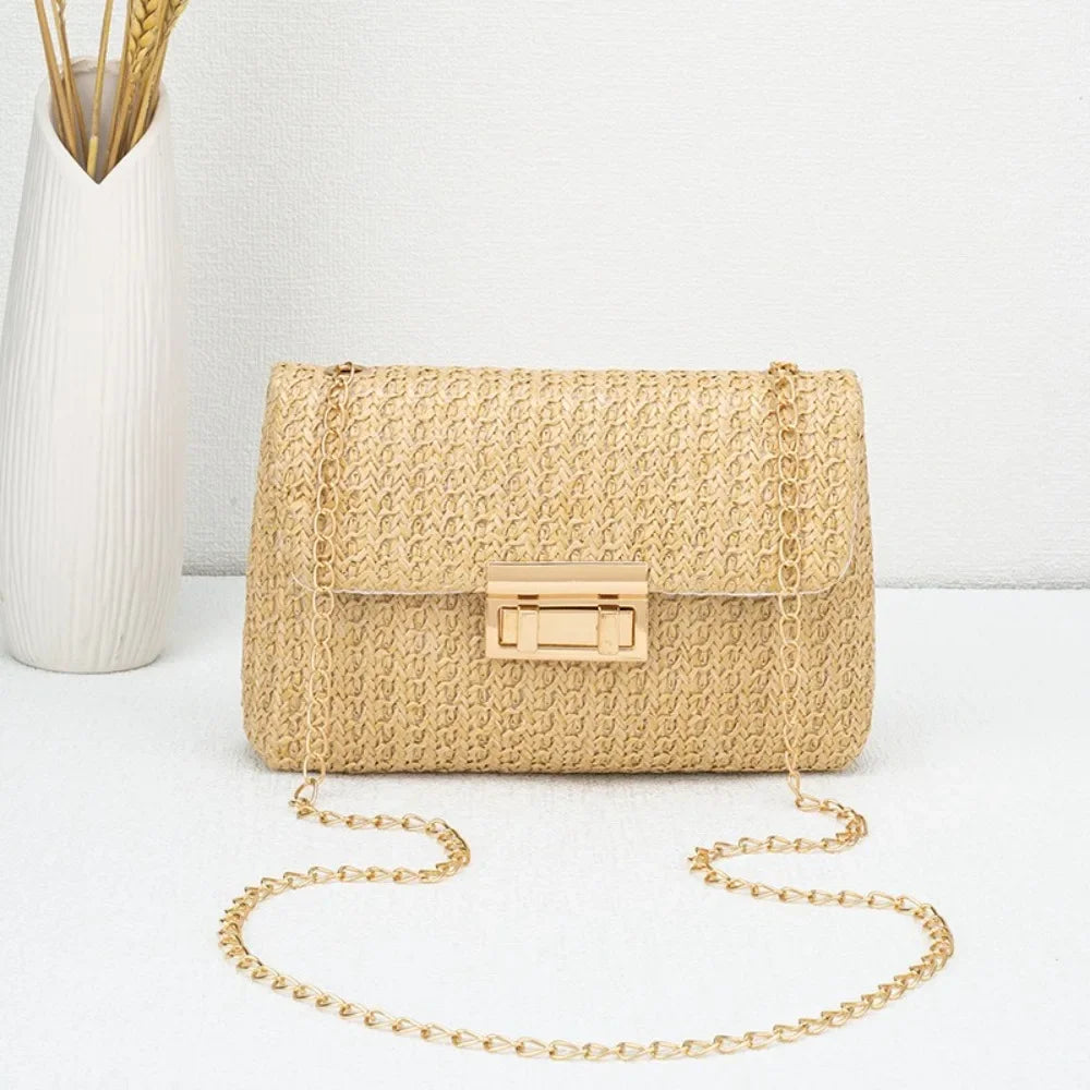 Handmade Straw Woven Crossbody Bag