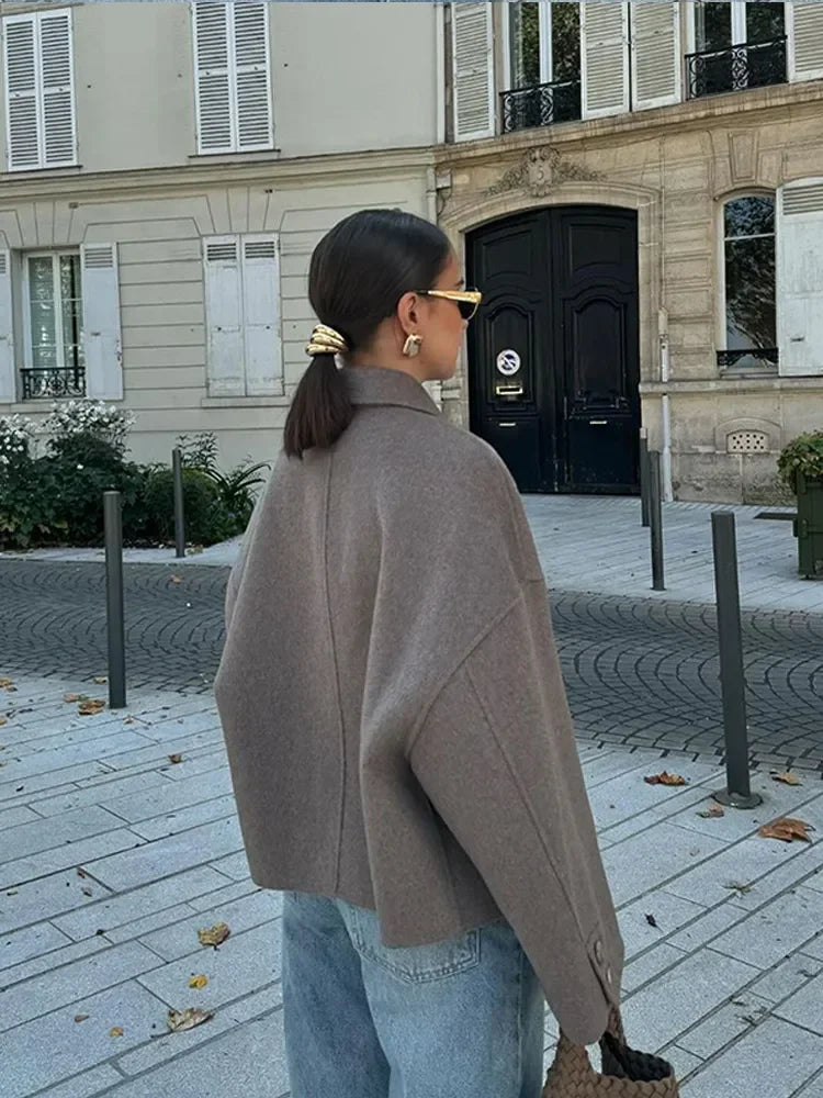 Single Breasted Pleated Wool Coat