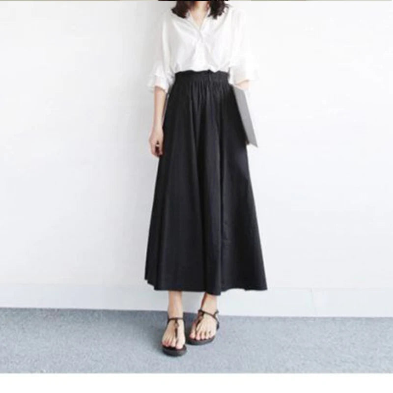 Cotton Maxi High Waist Long Skirt