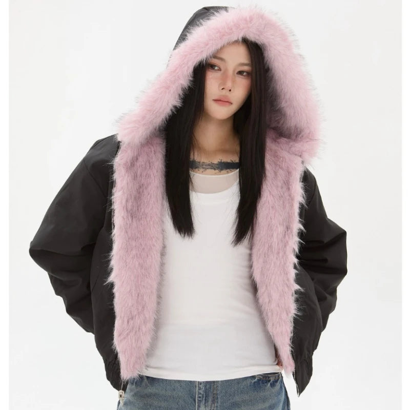 Plush Collar Warm Winter Jacket