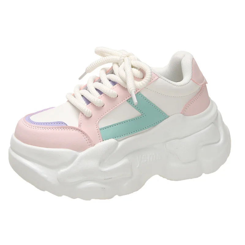 Hidden Heel Leather Platform Sneakers