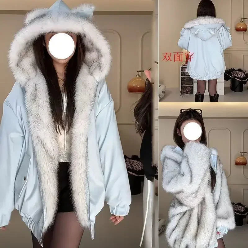 Plush Collar Warm Winter Jacket