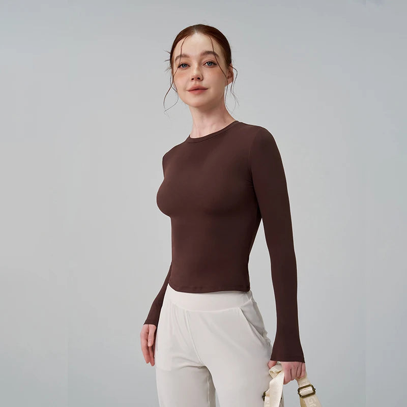 Long Sleeve Gym O-Neck Sports Top