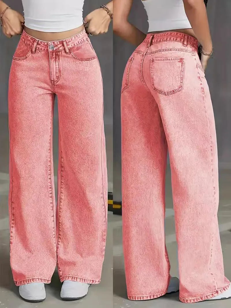 Denim Wide Leg Straight Jeans