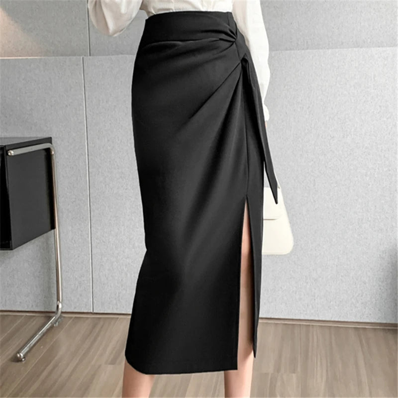 High Waist Mid-Length Pencil Skirt