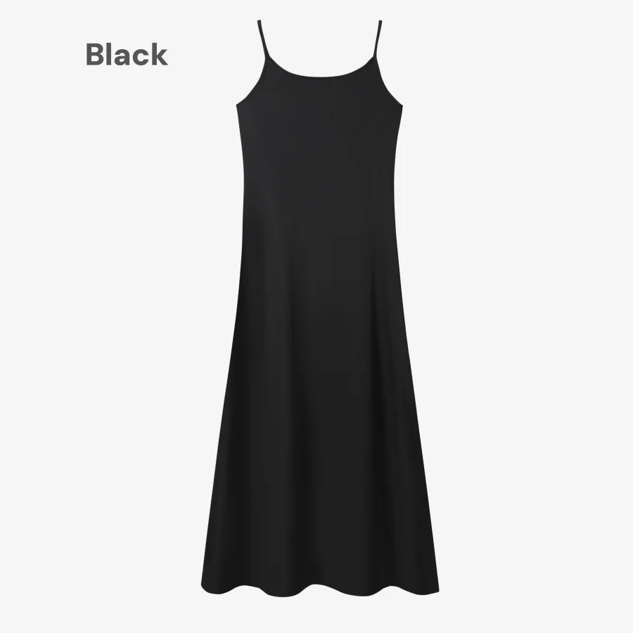 Mockneck Slip Satin Adjustable Floor-Length Dress