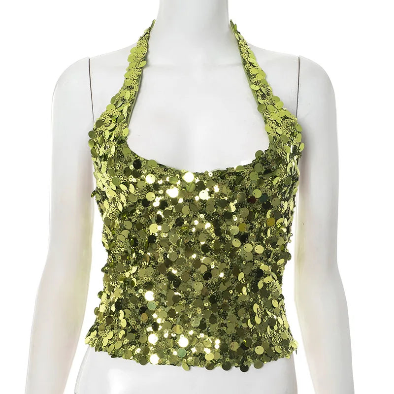 Sequins Halter Backless Evening Vest Top