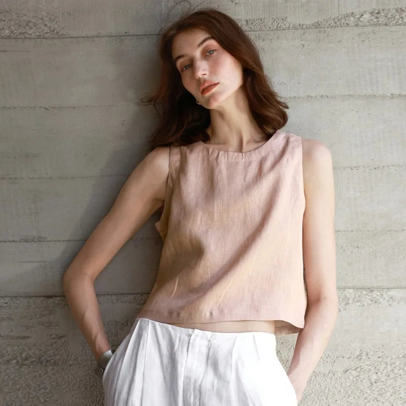 Linen Front Back Two-Way Tank Top