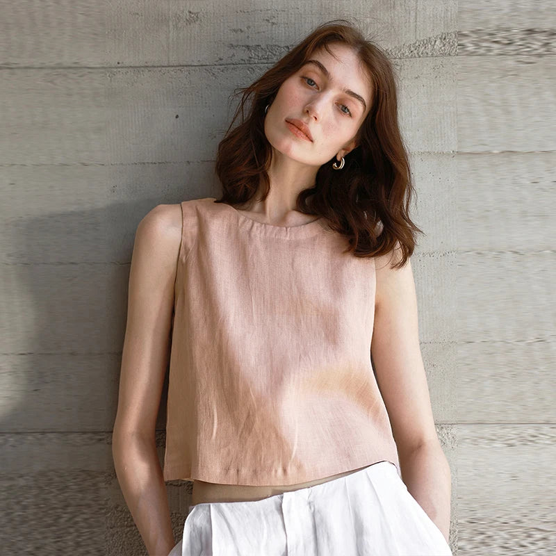 Linen Front Back Two-Way Tank Top