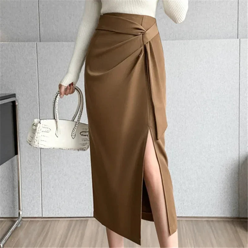 High Waist Mid-Length Pencil Skirt
