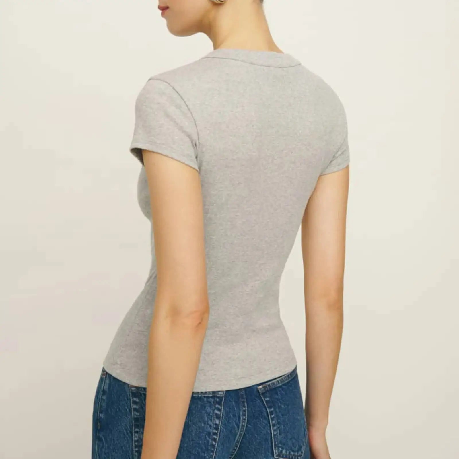 Knit Button-Up Crop Short Sleeve Shirt