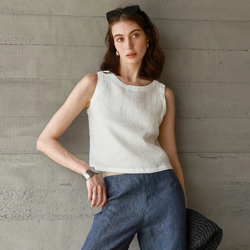 Linen Front Back Two-Way Tank Top