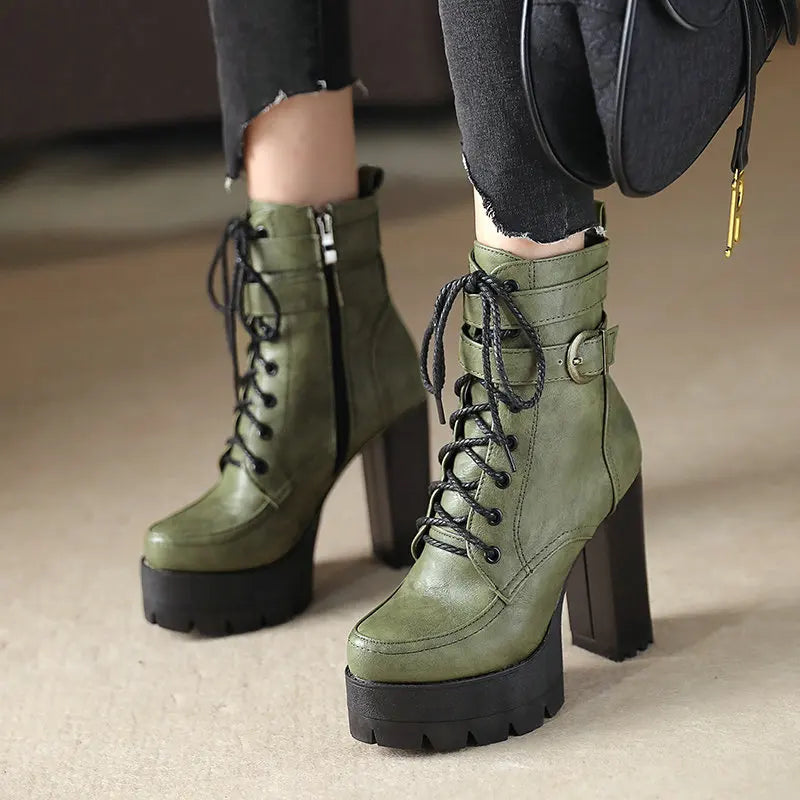 Waterproof Thick Heel Platform Boots