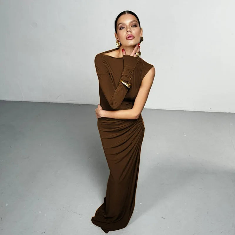 Single Shoulder Split Fork Summer Dress