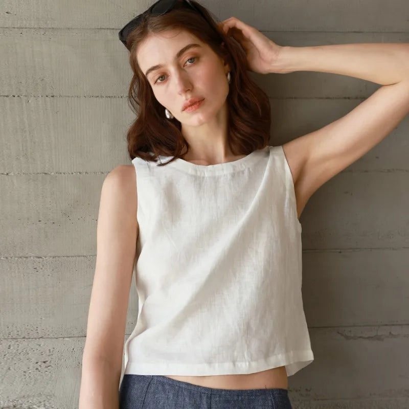 Linen Front Back Two-Way Tank Top