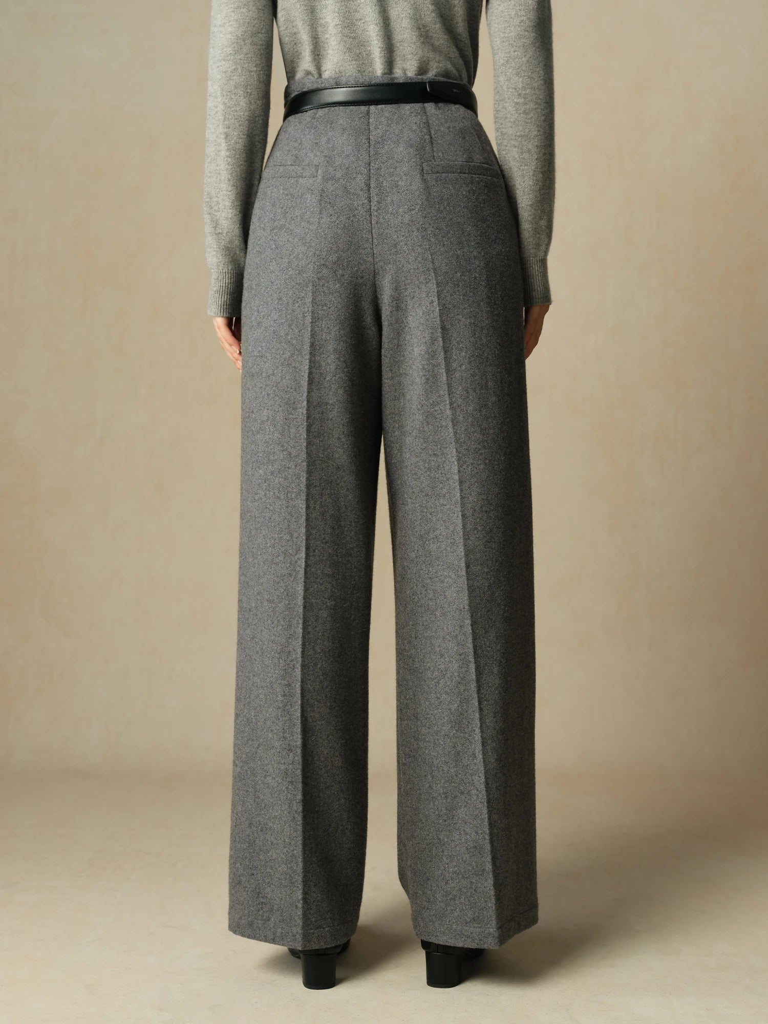 Wool Blend Black Straight Winter Pants