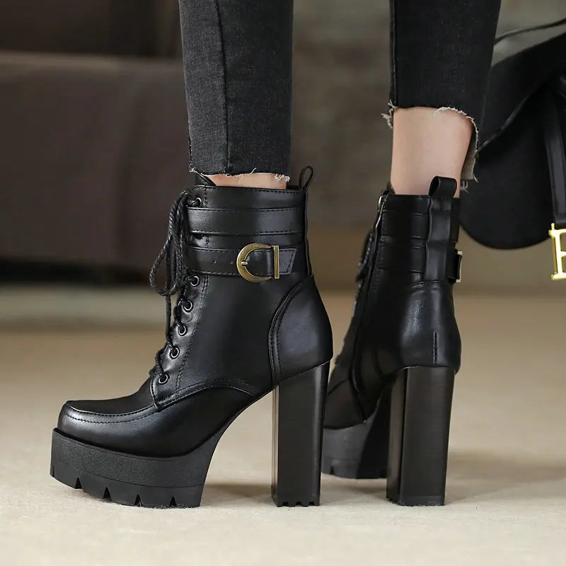 Waterproof Thick Heel Platform Boots