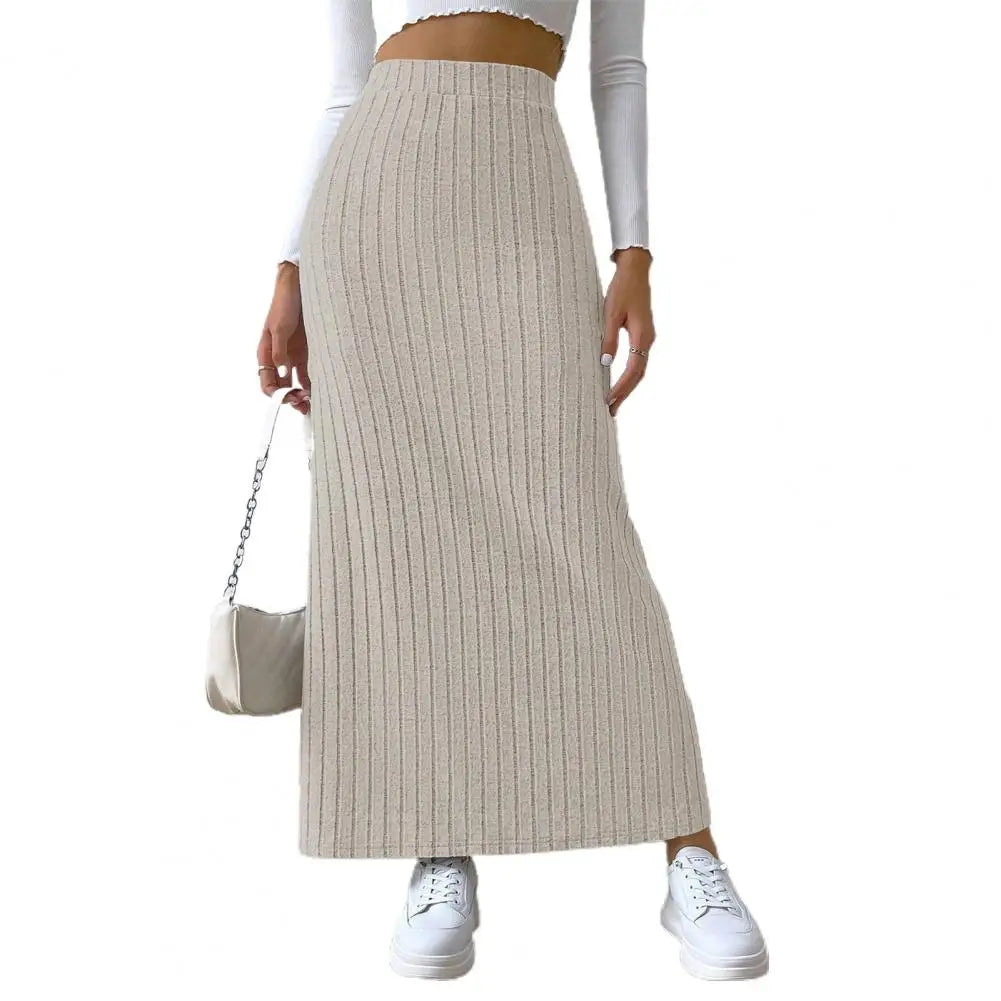 Knitted High Waist Maxi Skirt