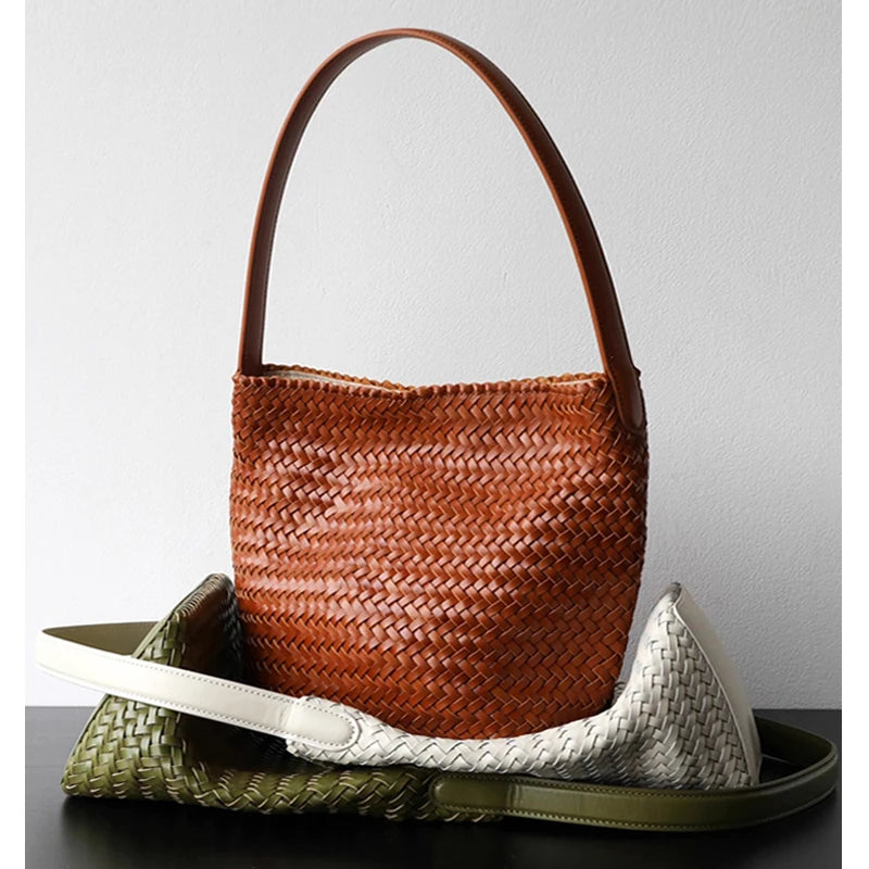 Handwoven Genuine Leather Tote Bag