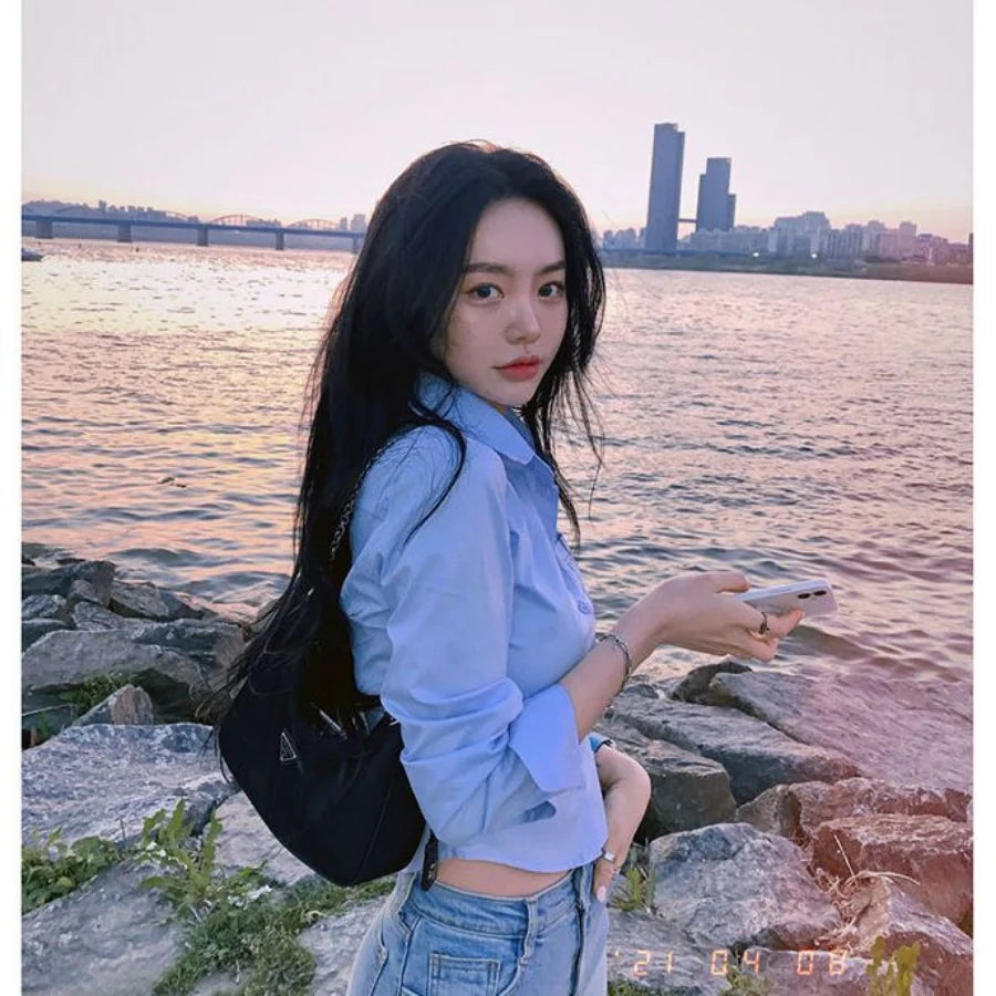 Silk Korean Style Satin Blouse Women