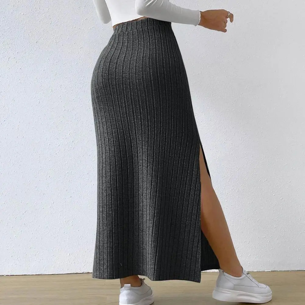 Knitted High Waist Maxi Skirt