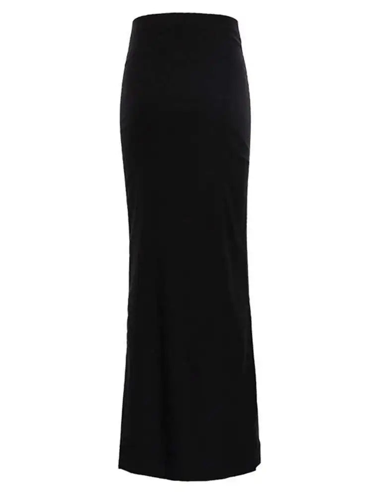 Black Seamless Straight Maxi Skirt